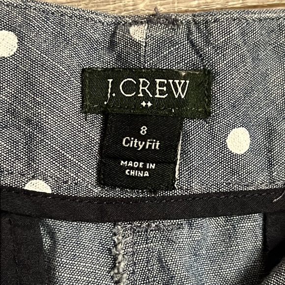 Vintage J Crew City Fit Shorts Women’s Size 8 Blue Chambray With White Polka Dot - Picture 4 of 10